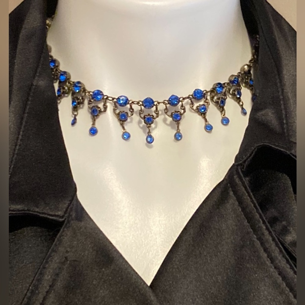 KENNY MA San Francisco Blue Sapphire Crystal Collar Necklace - Picture 3 of 11
